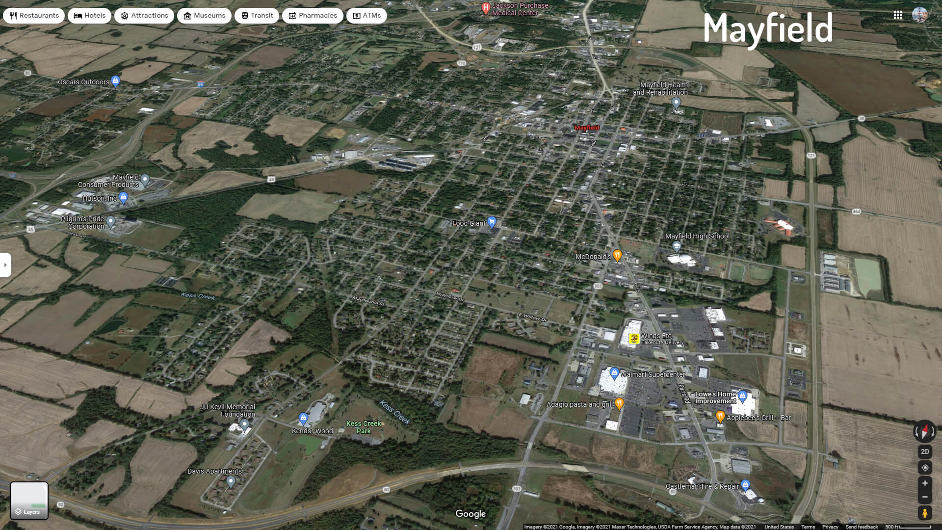 Mayfield Kentucky Aerial View